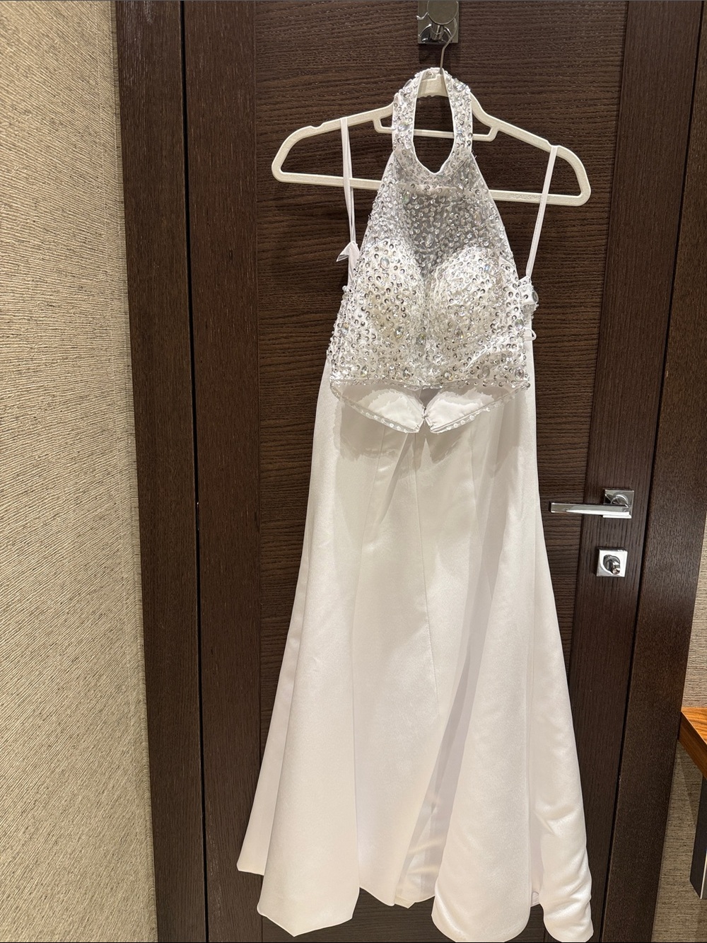 Halter Beaded White Skirt Set